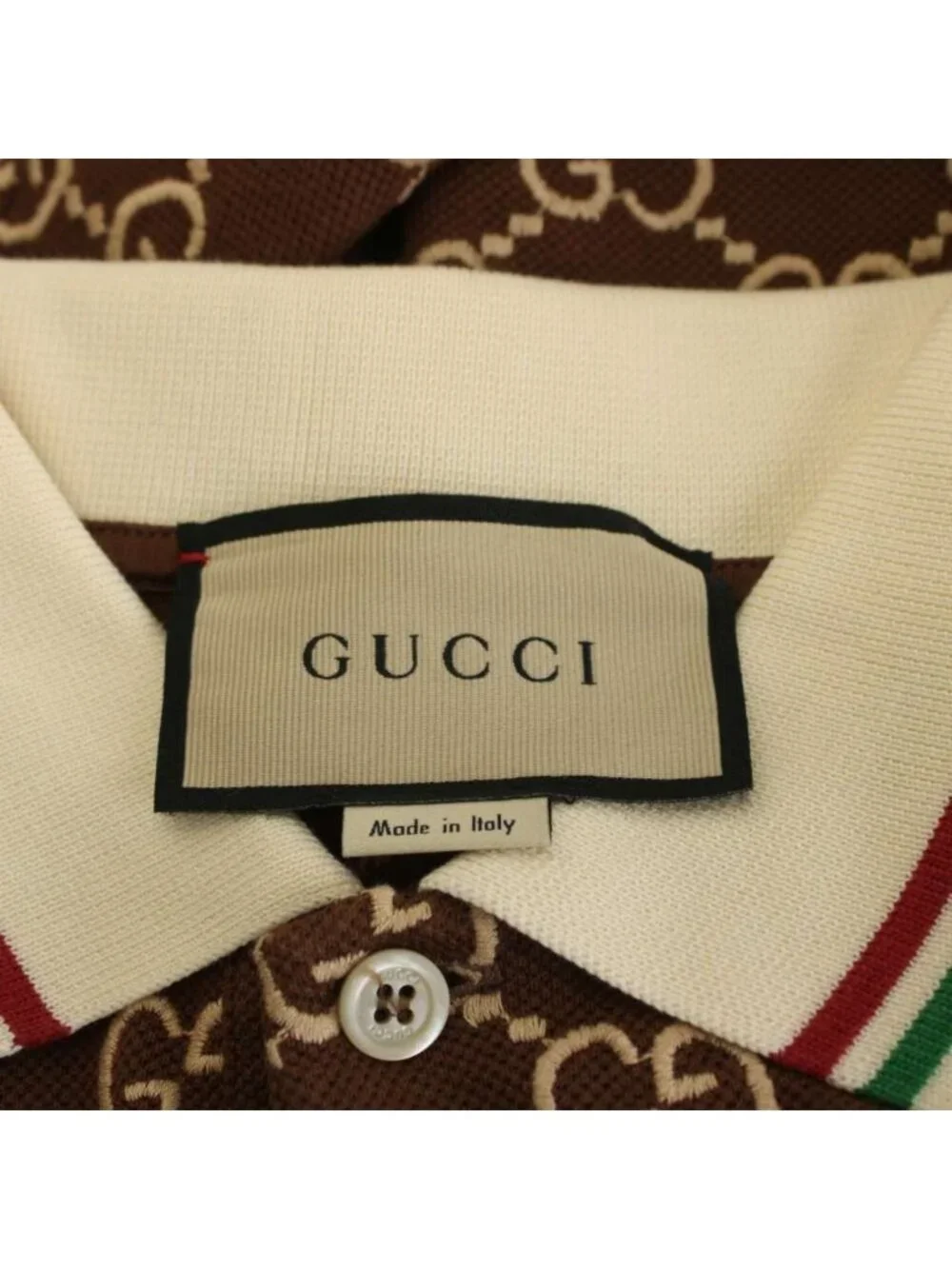 Gucci GG Pattern Polo Shirt Short Sleeve Embroidery S Brown